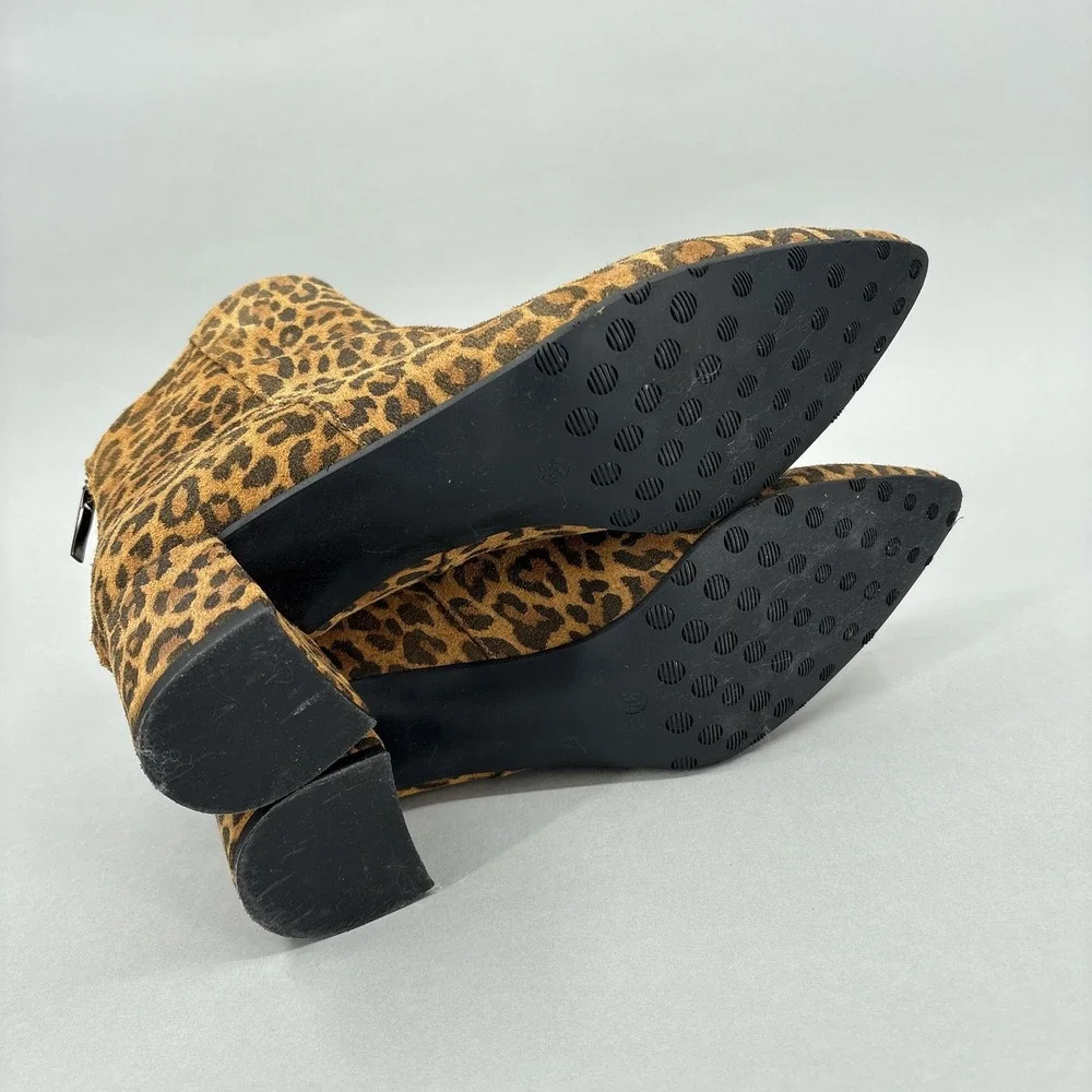 Cordani Boots 8.5 39 Queenie Brown Leopard Suede Ankle Booties Block Heel Italy